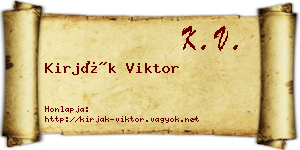 Kirják Viktor névjegykártya